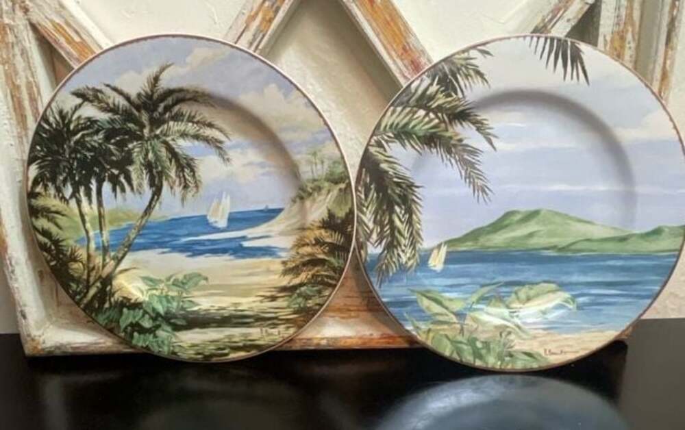 Sakura Plantation Home Paul Brent Tropical 8.25" Salad Plates - Set of 2